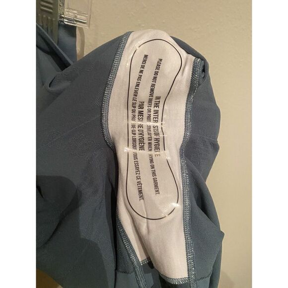 Gymshark Stretch High Rise Bike Shorts Blue Patterned Women's Large 5” Inseam - Picture 5 of 8